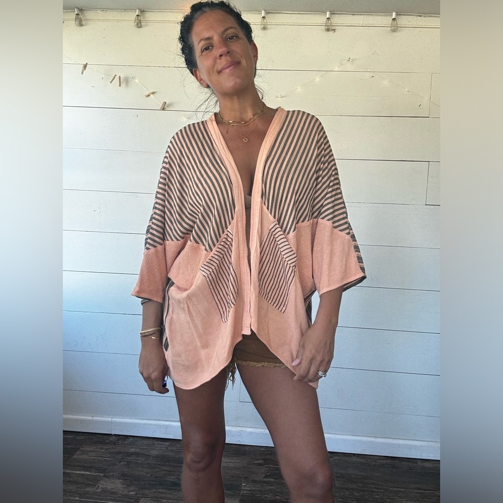 Moon of Morocco Peach and Black Caftan NWOT M